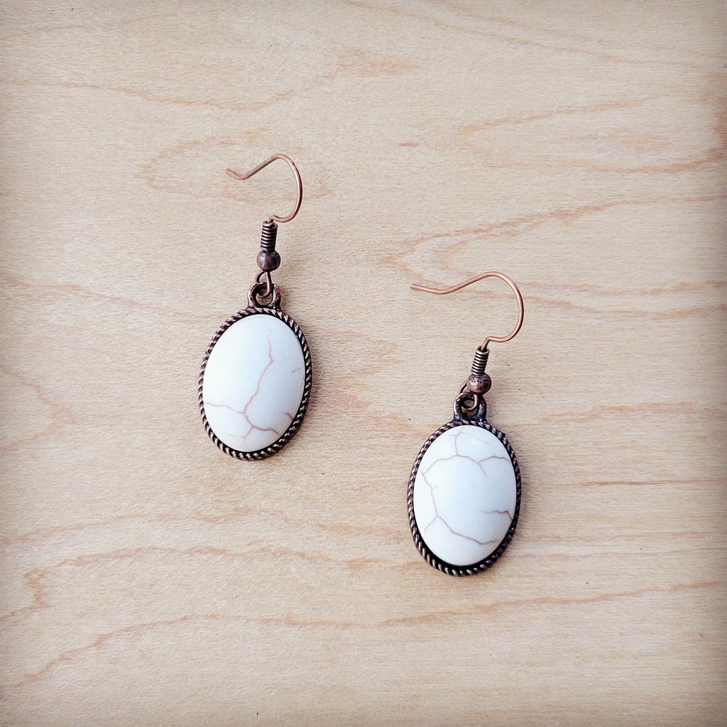 **Western White Turquoise w/ Copper Plating Drop Earring 200y